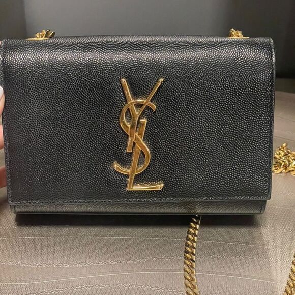 KATE SMALL CHAIN BAG IN GRAIN DE POUDRE EMBOSSED LEATHER - Picture 3 of 6